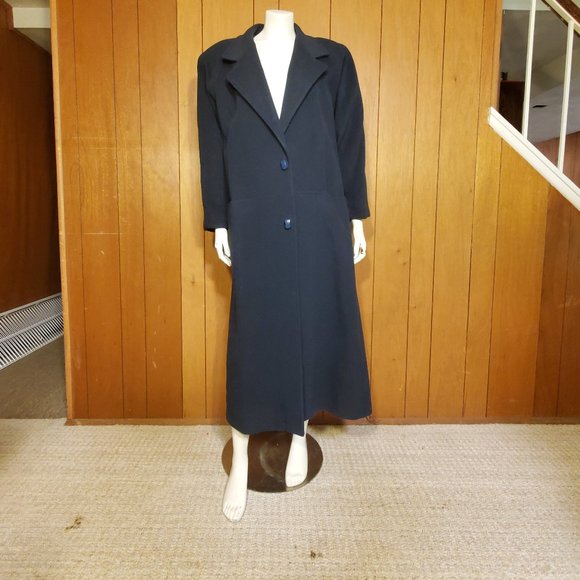 Ivy Koral Jackets & Blazers - Ivy Koral Vintage Navy Blue Wool Trench Coat Women's Size Large